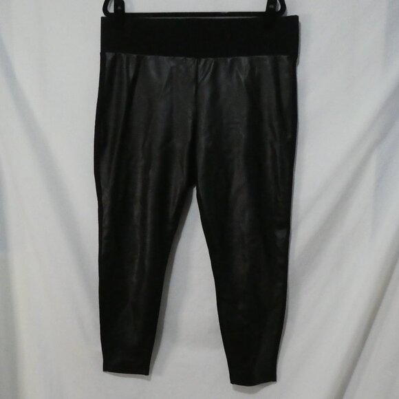 TORRID | size 2 | Sleek Black High Waisted Leggings | Faux Leather Front Panel - Picture 1 of 16